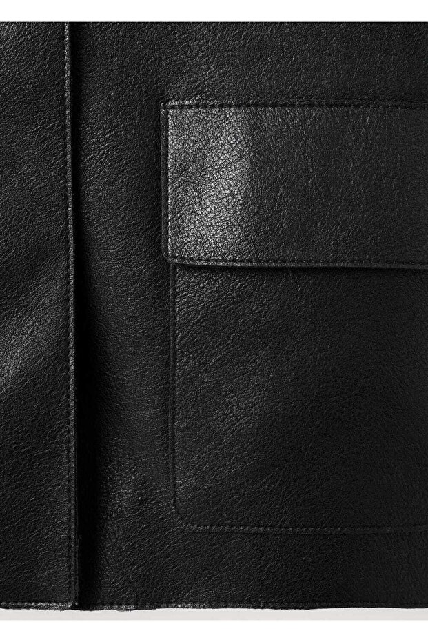 Deri görünümlü cepli ceket - 8