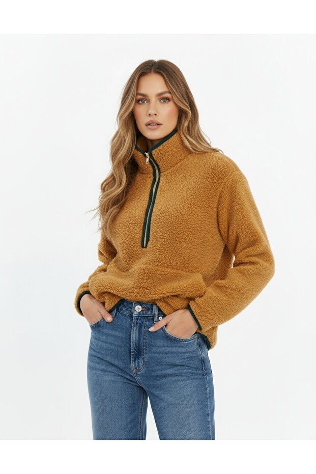 Peluş Örme Sweatshirt - 7