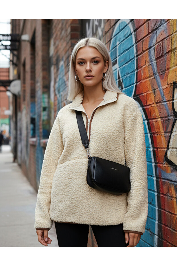 Peluş Örme Sweatshirt - 5