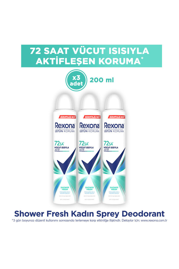 Kadın Sprey Deodorant Shower Fresh 200 ml x3 - 1