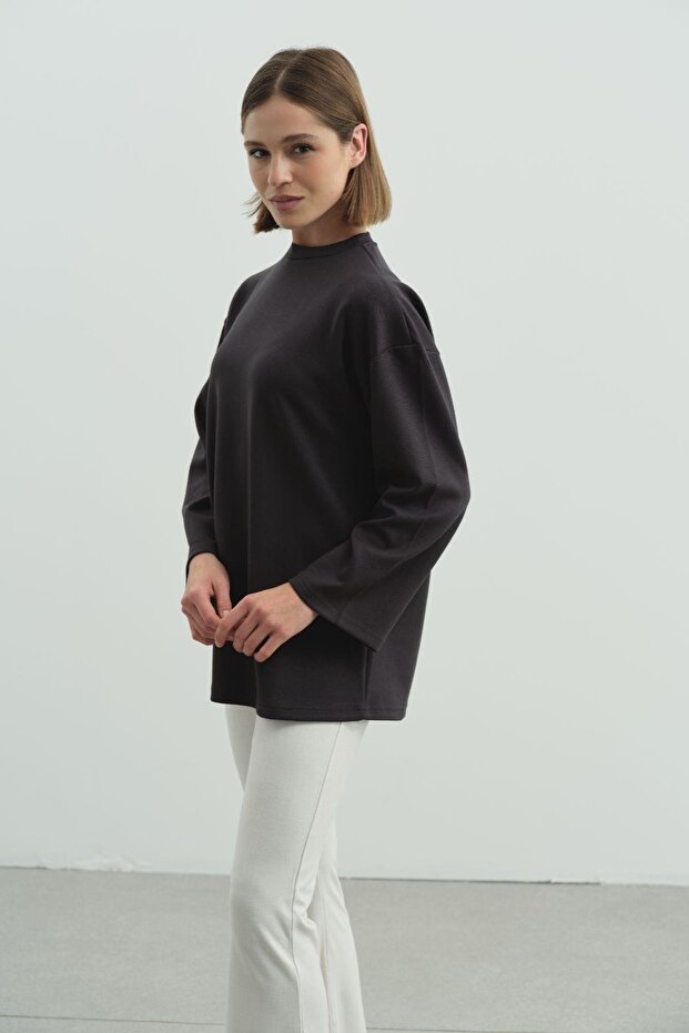 Oversize Basic Sweatshirt 980 Füme - 2