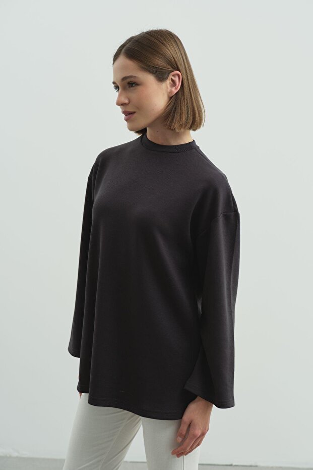 Oversize Basic Sweatshirt 980 Füme - 4