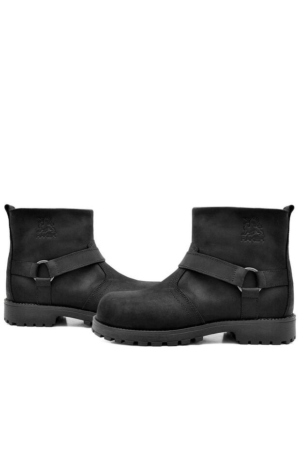 Chiron Hakiki Deri Siyah Fermuarlı Bot - 6