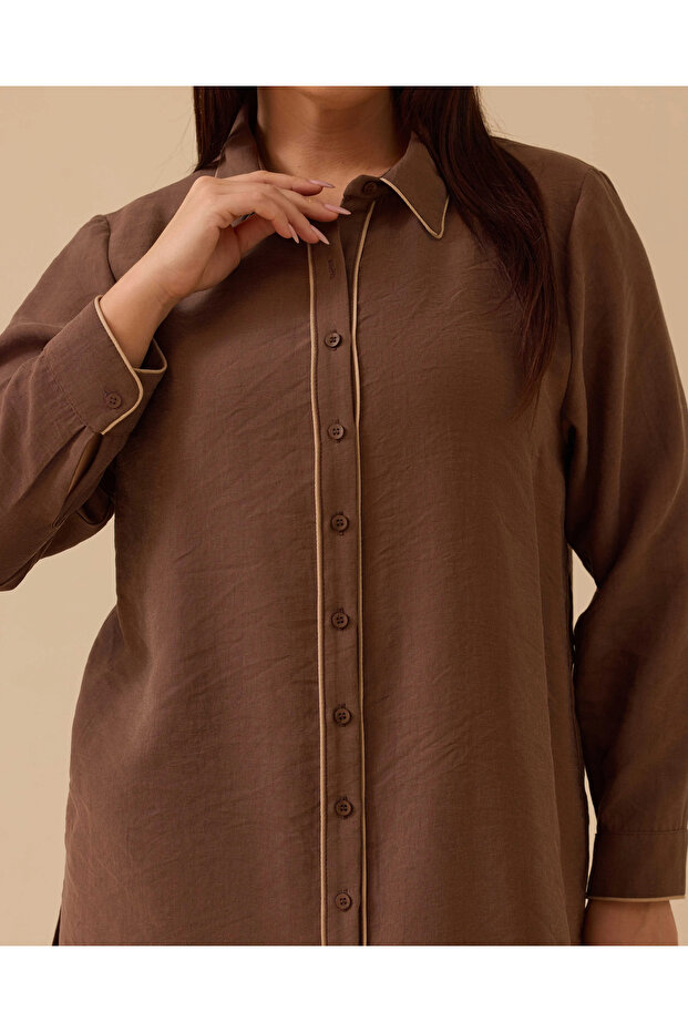 Plus Size Piped Basic Tunic - 5