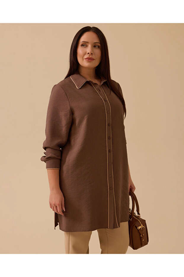 Plus Size Piped Basic Tunic - 3