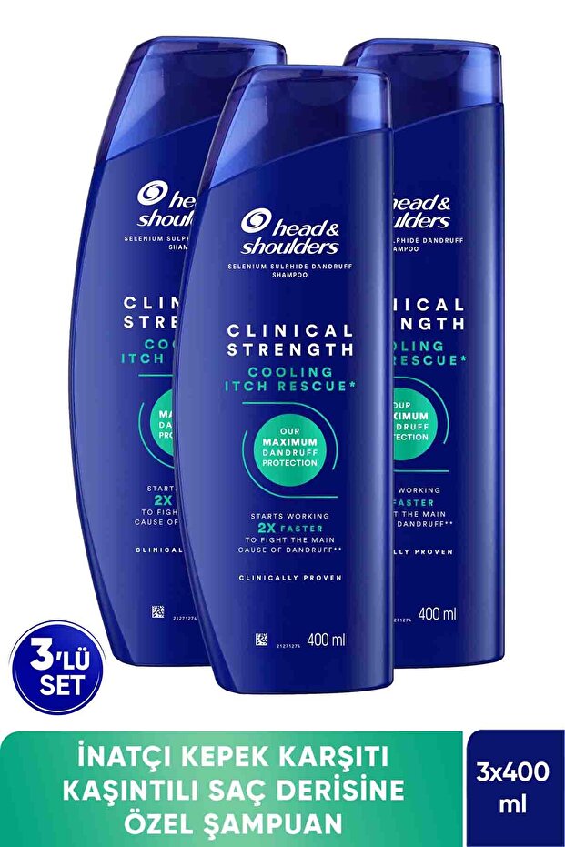 Clinical Strength Cooling Itch Rescue Stubborn Dandruff and Anti-Itch Shampoo 400 ml X 3
