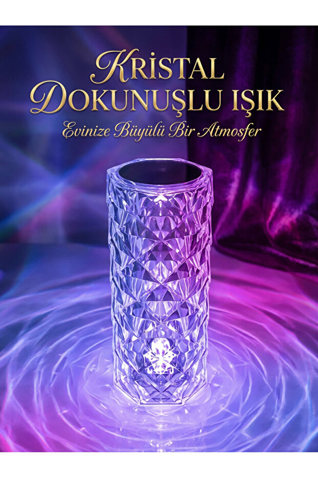 Genel Markalar Diamond Table Lamp USB Charging Touch Lamp Kumandalı ve Dokunmatik Kristal Masa Lambası
