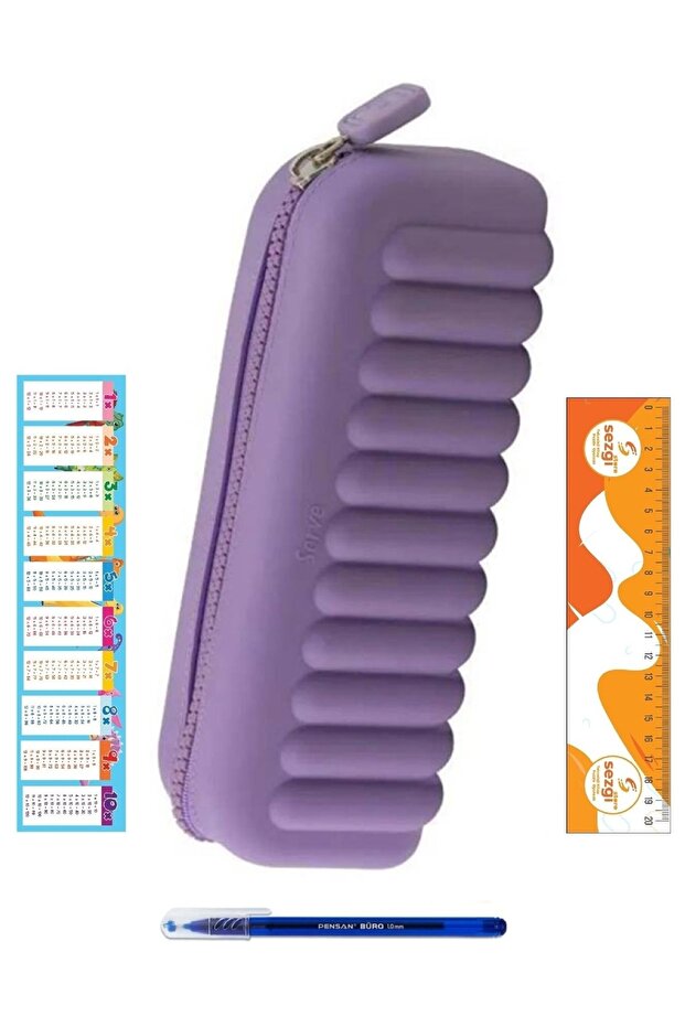 Maki Soft Silicone Pen Case (Light Purple) and Ballpoint Pen + Sezgistore Bookmark
