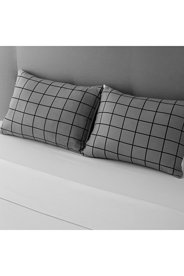 Anthracite Striped Pattern Pillow Case 2 Pcs 50X70
