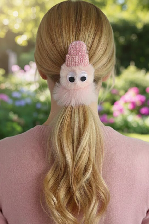 Pink Color Monster Figured Plush Bagel Buckle