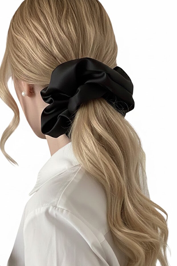 Black Color Satin Bagel Buckle
