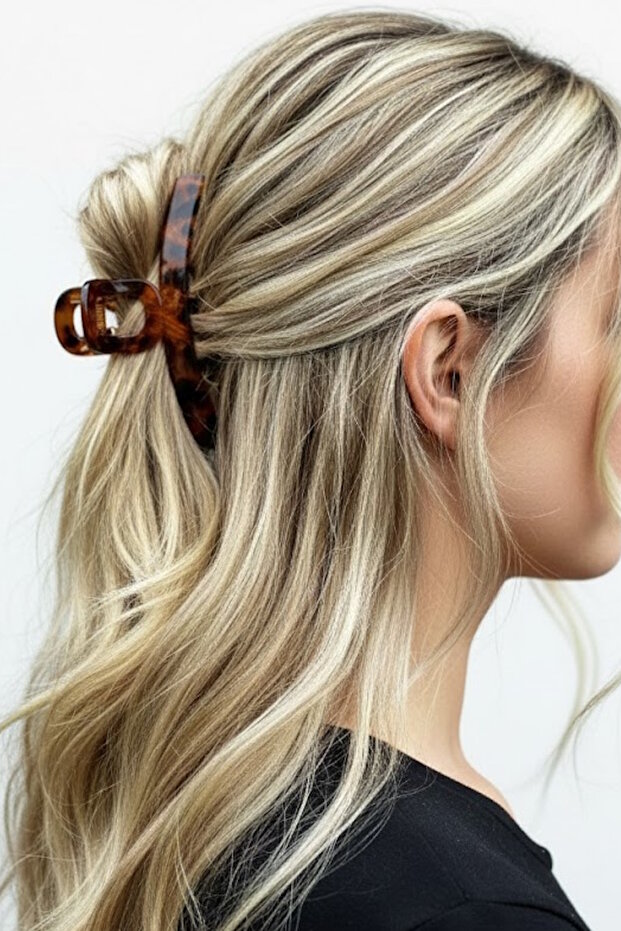 مشبك مزلاج بنقشة الفهد البني - 1