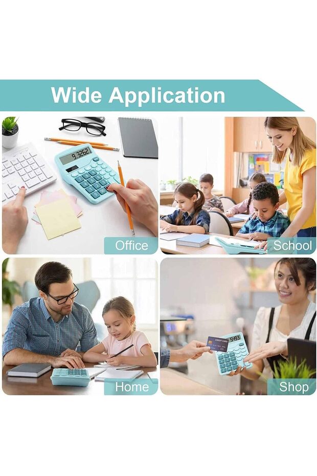 Calculator,Desktop Calculators with 12 Digit Large LCD Display and Sensitive Button,Sola and AA Batt - 5