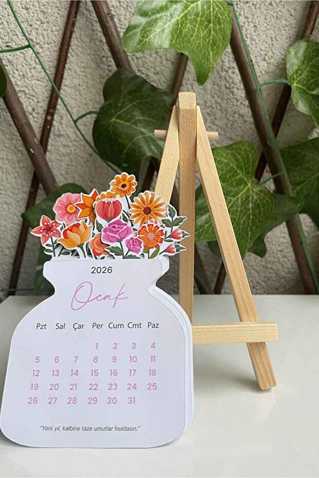 2026 Mini Çiçek Takvim + Tahta Stand - 4