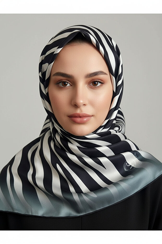 Zebra Patterned Digital Print Rayon Scarf - 1