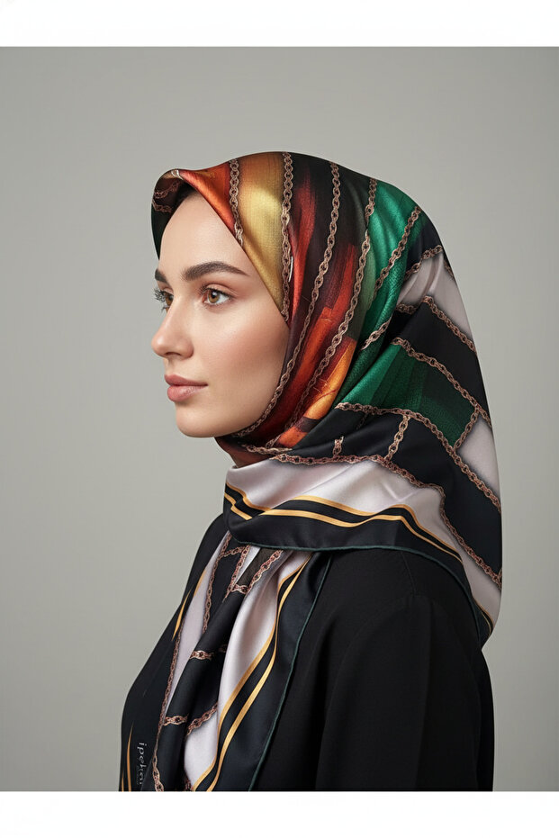 نمط وشاح ناعم منقوش بسلسلة حلقية 1 لون 2 - 3