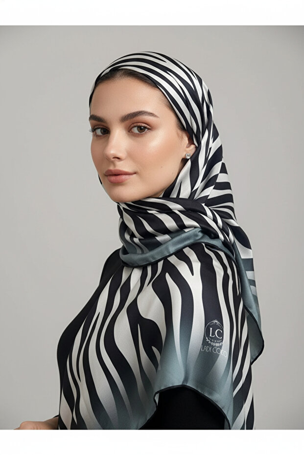Zebra Patterned Digital Print Rayon Scarf - 2