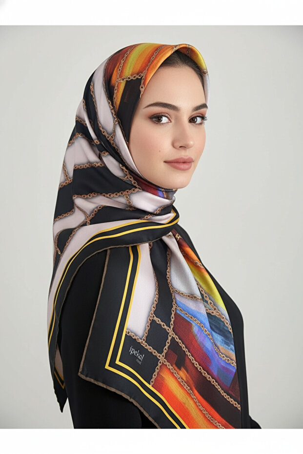 نمط وشاح ناعم منقوش بسلسلة حلقية 1 لون 6 - 1