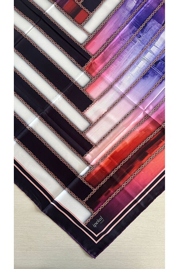 نمط وشاح ناعم منقوش بسلسلة حلقية 1 لون 5 - 5