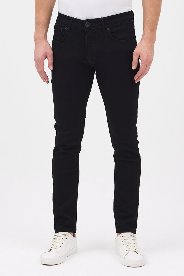 Men's Plain Dark Black Cotton Flexible Lycra Denim Jean Jeans Trousers