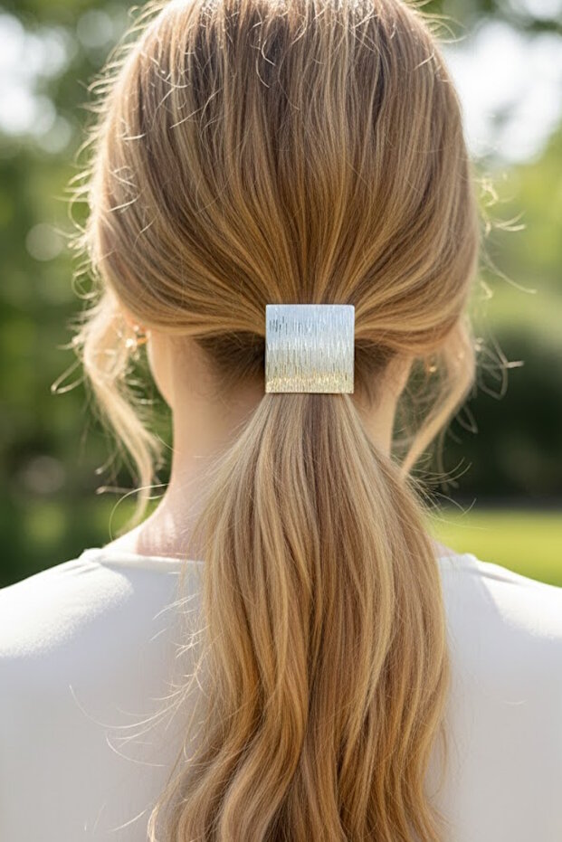 Silver Color Metal Detailed Rubber Buckle