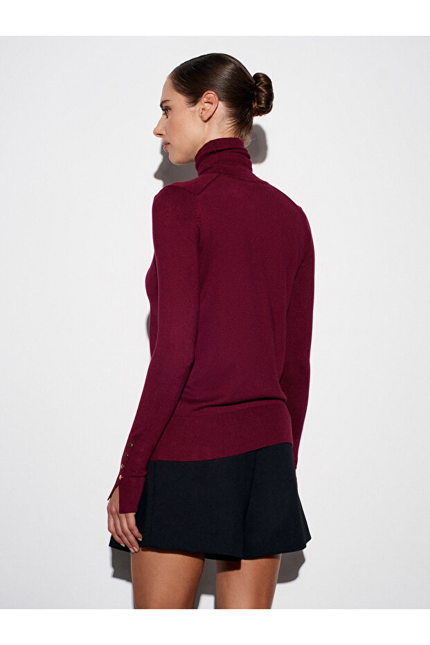 1268 Rollkragenpullover-Burgunderrot - 2