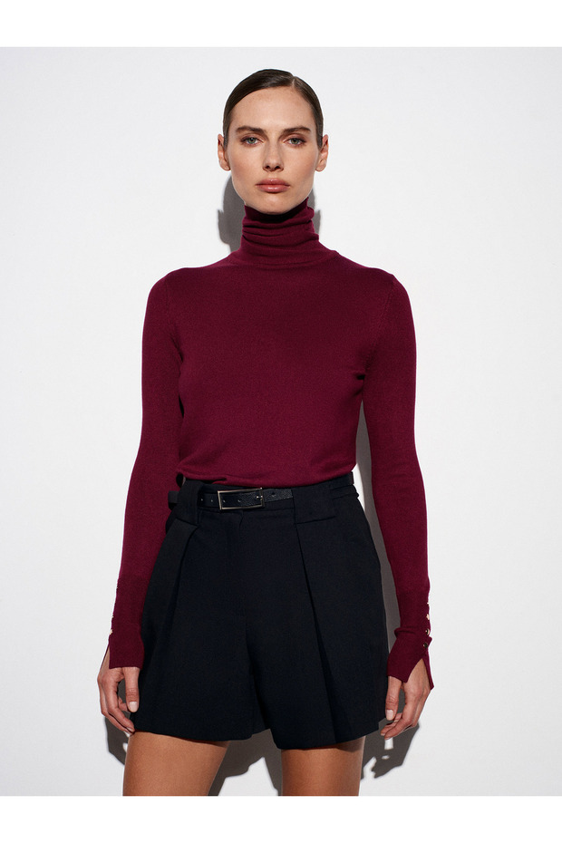 1268 Rollkragenpullover-Burgunderrot - 5