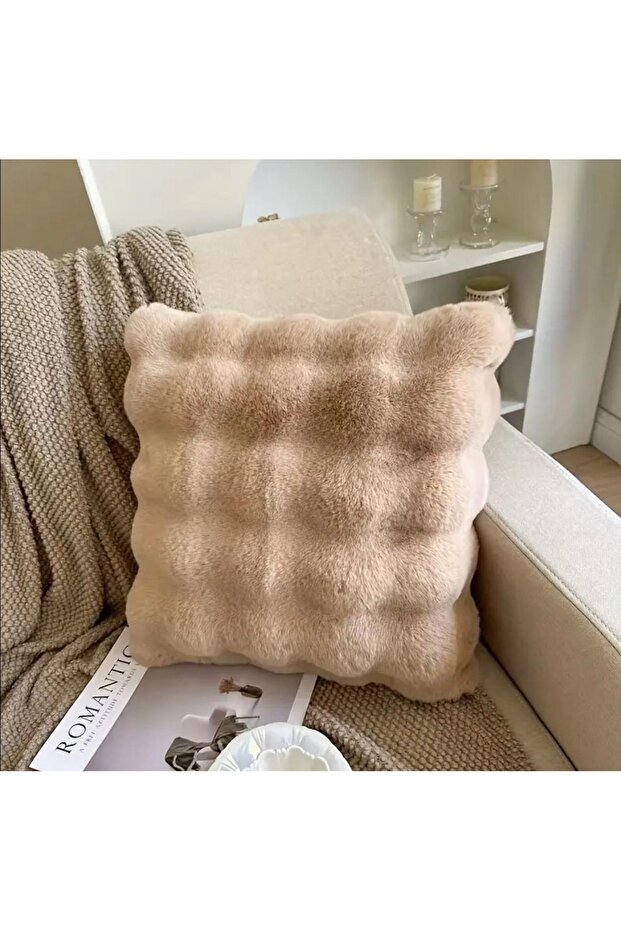 (1Pcs) Super Soft Plush Decorative Throw Pillow Case 43X43Cm Rabbit Hair