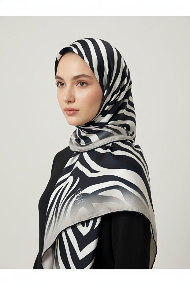 Zebra Patterned Digital Print Rayon Scarf - 5