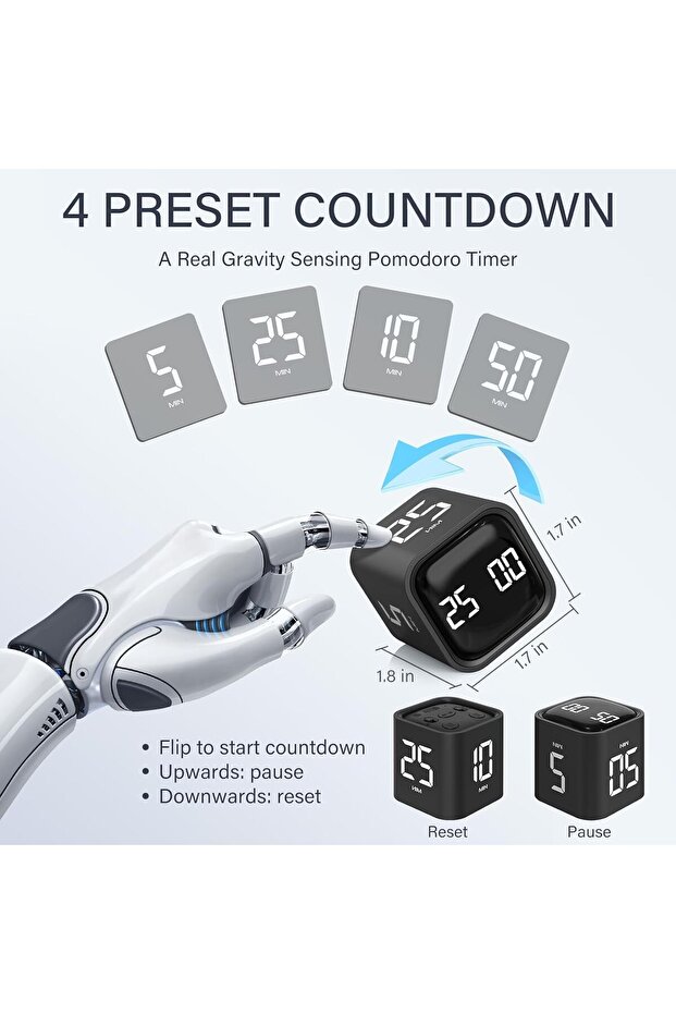 مؤقت بومودورو دوار، مؤقت قلاب لزيادة إنتاجية المكتب، ساعة توقيت العد التنازلي على شكل مكعب أدوات، للعمل والدراسة - 2