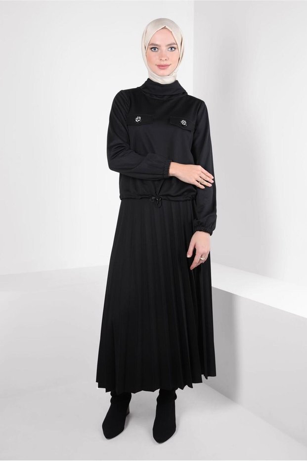Pleated Skirt Knitted Suit 44224
