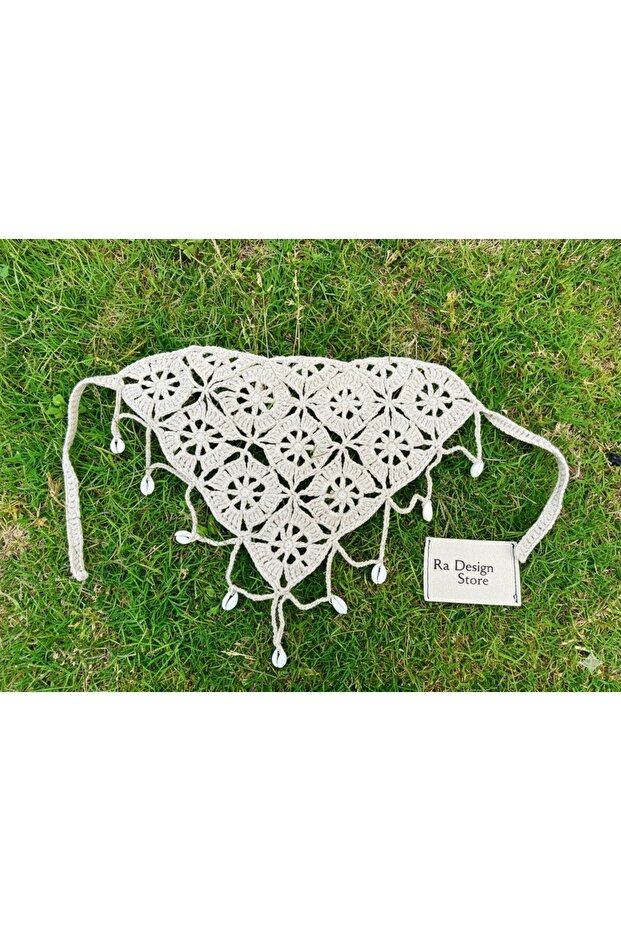 Hand Knitted Bandana with Conch Shell Detail