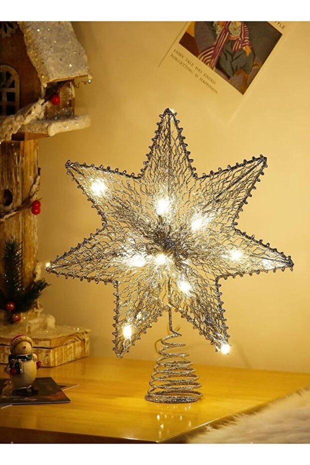 Star-shaped Battery-Operated 7-Point Christmas Tree Topper Light