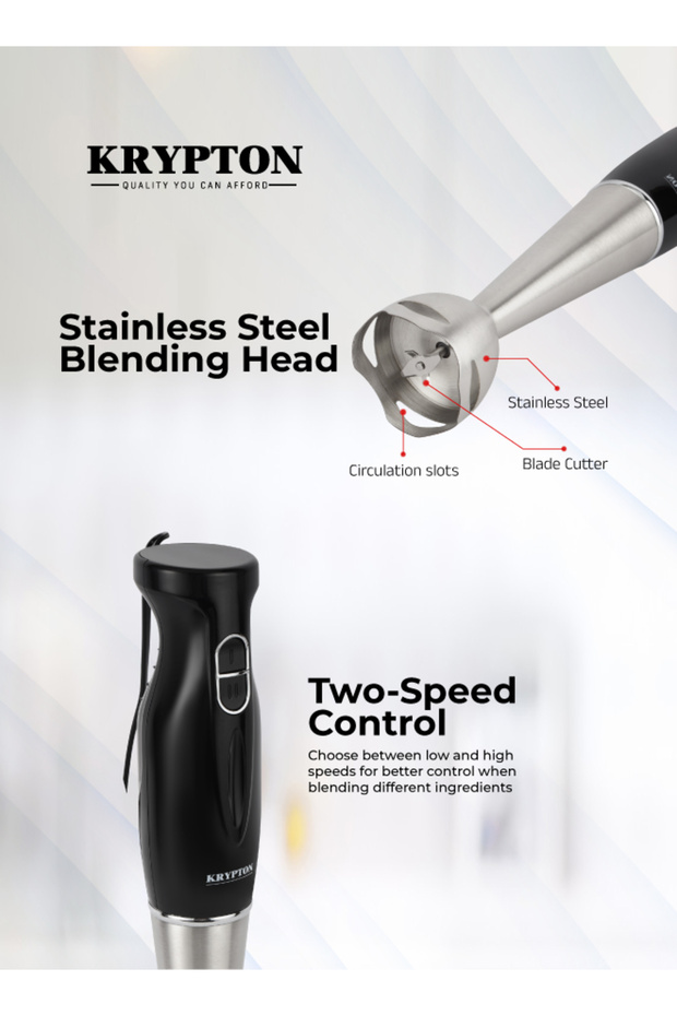 خلاط يدوي متعدد الأغراض بقوة 180 واط مع كوب سعة 600 مل، وتحكم في سرعتين، وشفرة من الفولاذ المقاوم للصدأ - 3