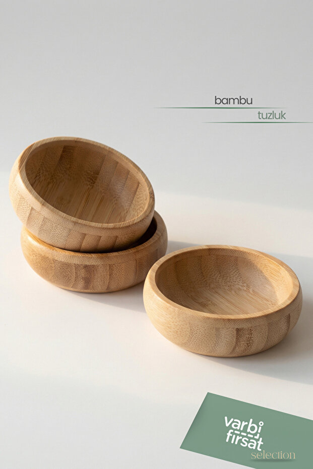 3’lü Bambu Çerezlik Sunum Seti - 1