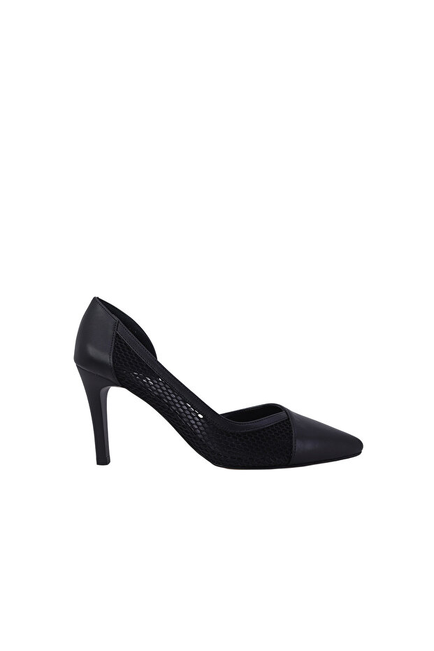 26757 Leather Stiletto Women's Shoes with Mesh Detail