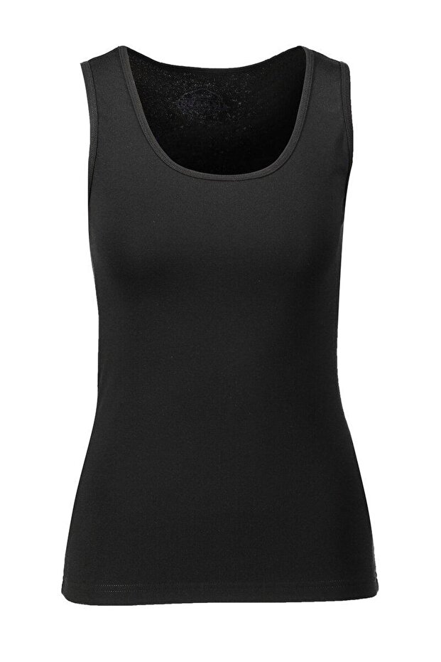 2321 Women's Strap Top, Warm, Anti-Sweat, Anti-Irritation, Fleece-Lined Thermal Undershirt, Black