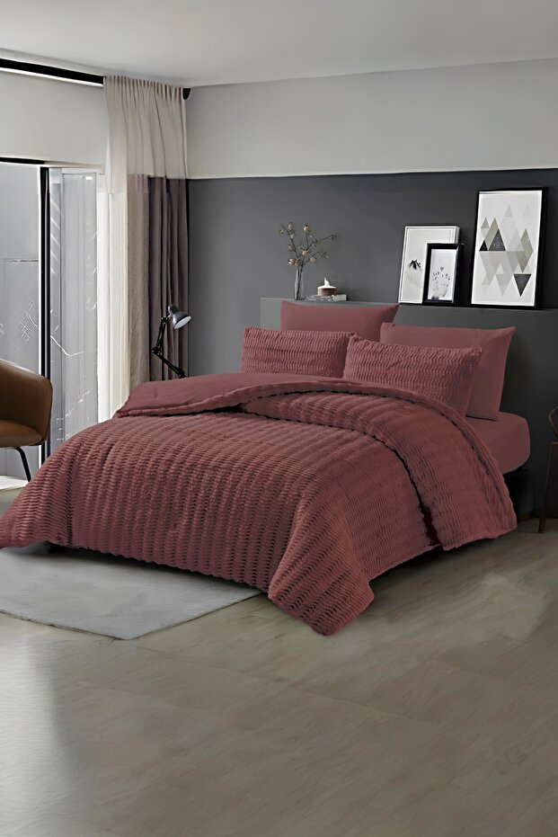 طقم نوم من القطيفة مكون من 4 قطع من كلاود تاتش لشخص واحد - 1