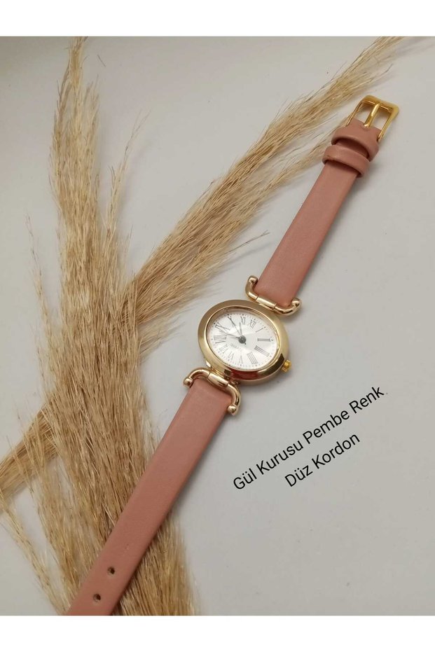 Retro Minimal Dusty Rose Pink Cord Vintage Women Wristwatch New Fashion Watch