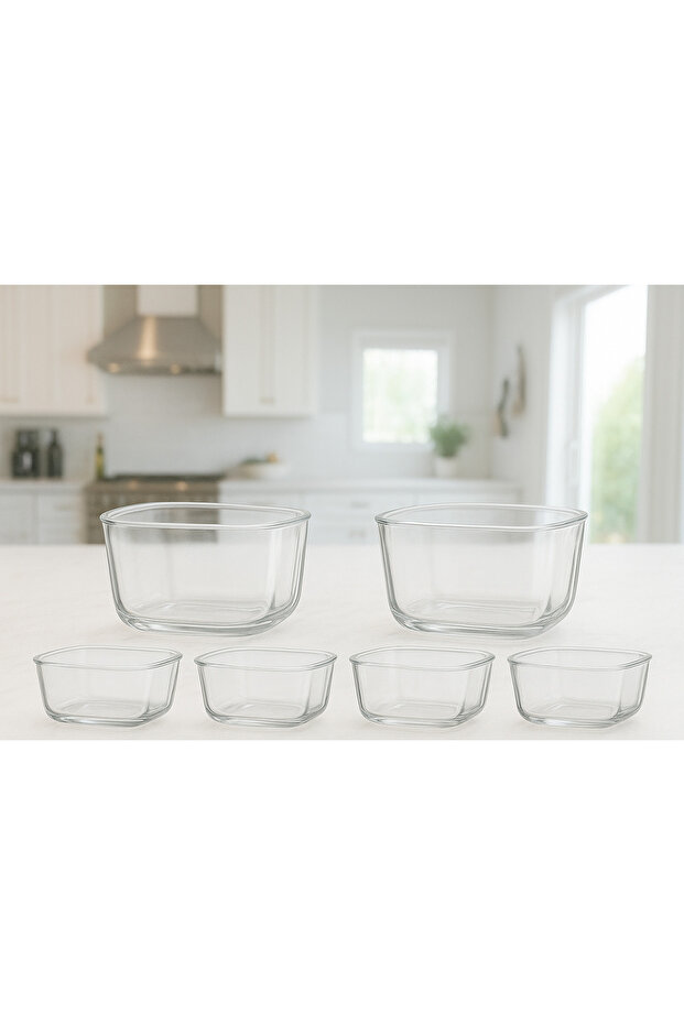Feyzade Cube Breakfast Storage Container Set 9cm X 9 cm Square Size 6 Pieces 270Cc Without Lid (Cub-225)