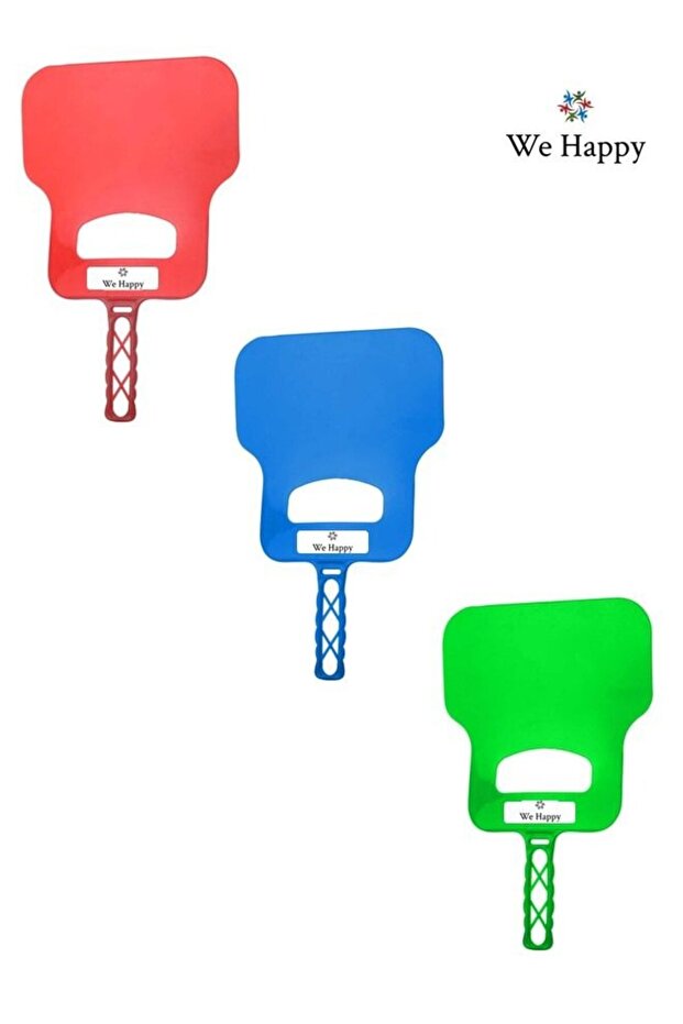 Pack of 3 Plastic BBQ Hand Fan - 30 x 20 cm (Assorted Colors)