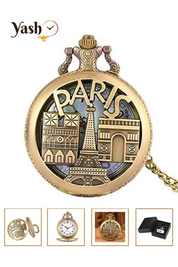 Paris Themed Quartz Pocket Watch