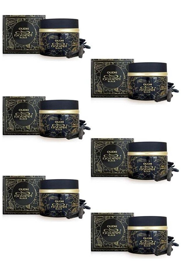 Pack of 6 Black Oudh Incense Bakhoor 60 GM