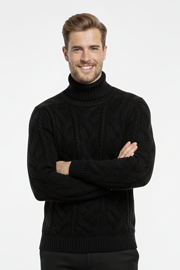 Erkek Balıkçı Yaka Kalın Kazak - 1