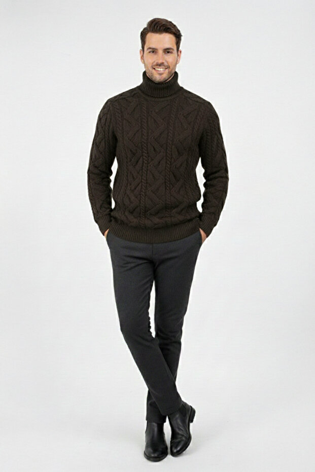 Erkek Balıkçı Yaka Kalın Kazak - 2