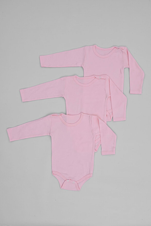 Long Sleeve 100% Cotton Snap-On Baby Bodysuit - Flexible Soft Bodysuit 0-36 Months