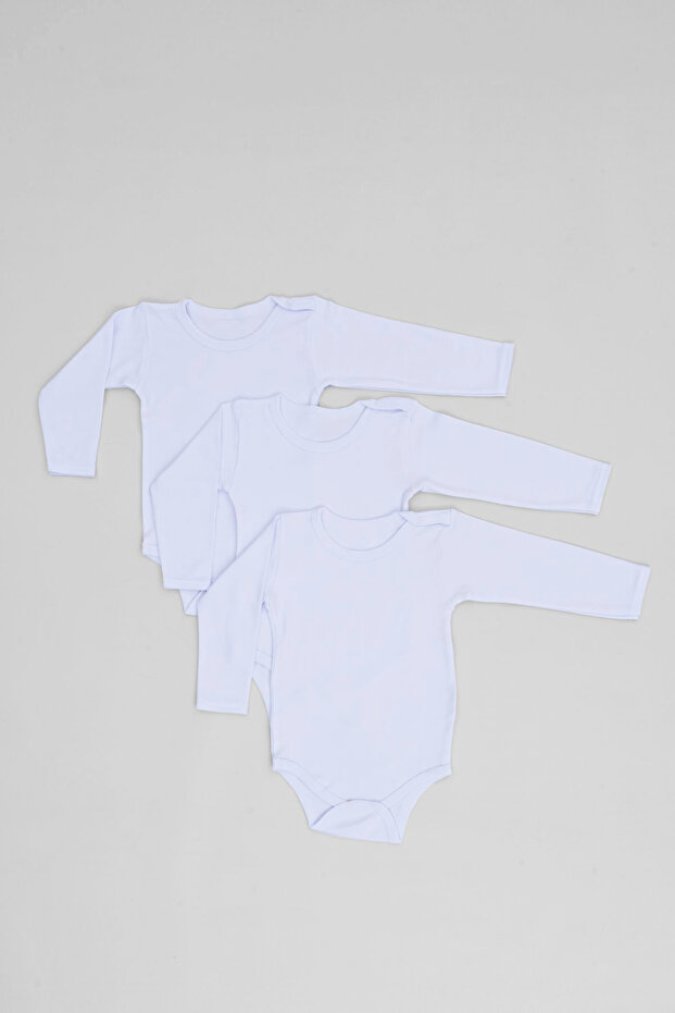 Long Sleeve 100% Cotton Snap-On Baby Bodysuit - Flexible Soft Bodysuit 0-36 Months