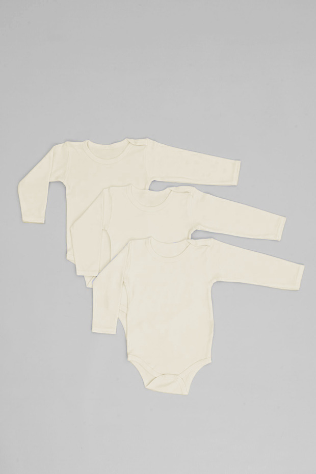 Long Sleeve 100% Cotton Snap-On Baby Bodysuit - Flexible Soft Bodysuit 0-36 Months
