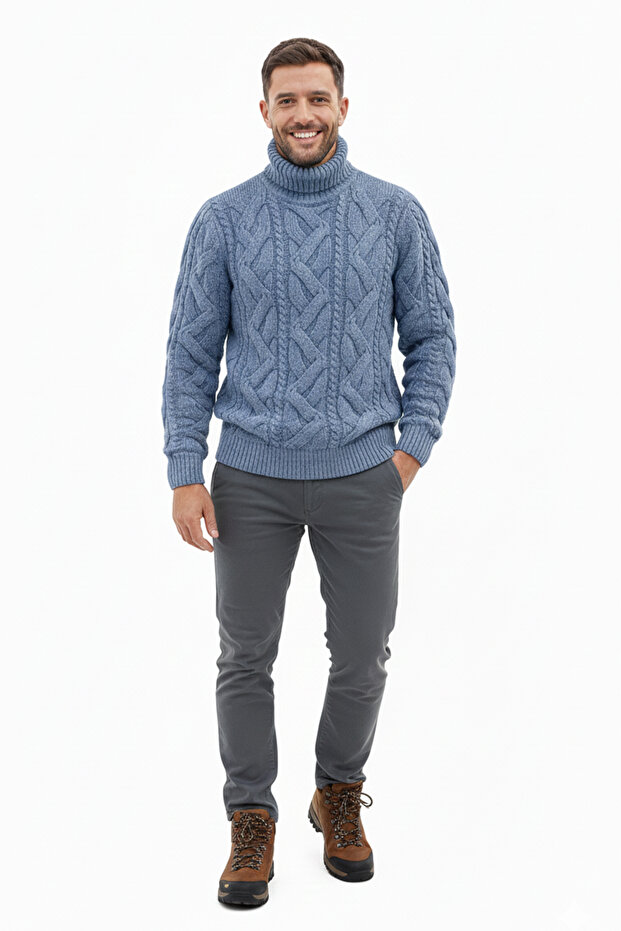 Erkek Balıkçı Yaka Kalın Kazak - 2