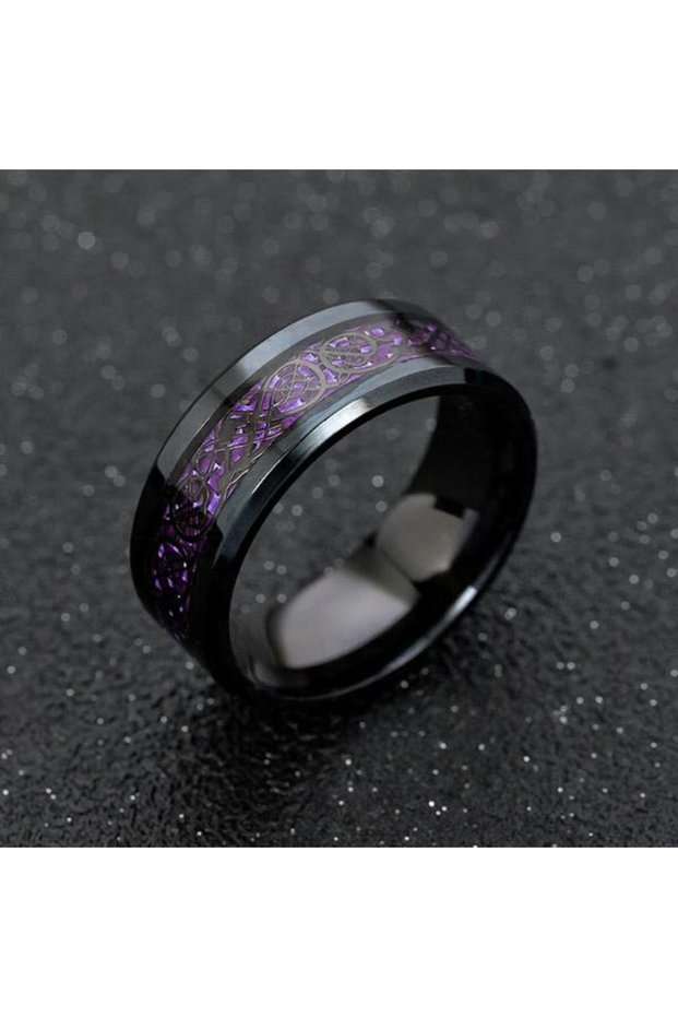 7 GRAY 2024 Stainless Steel Dragon Ring for Men Inlay Purple Red Green Black Carbon Fiber Ring Weddi